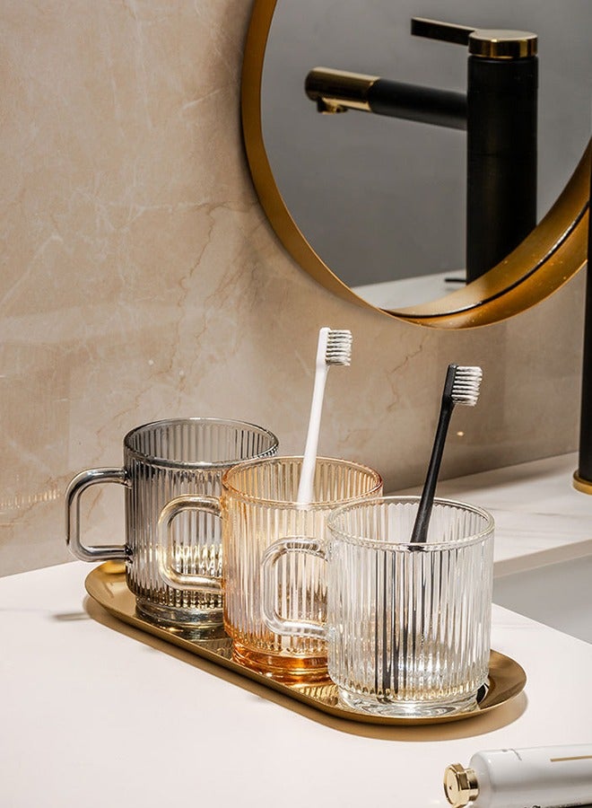 DUNISO 4 Pcs Bathroom Tumbler Cup Set, Household Bathroom Toothbrush Cup, Mouthwash Cup With Handle, With Three Mouthwash Cups And Tray, Reusable, Suitable For Bathroom，Balcony And Travel, 350ml - Image 4