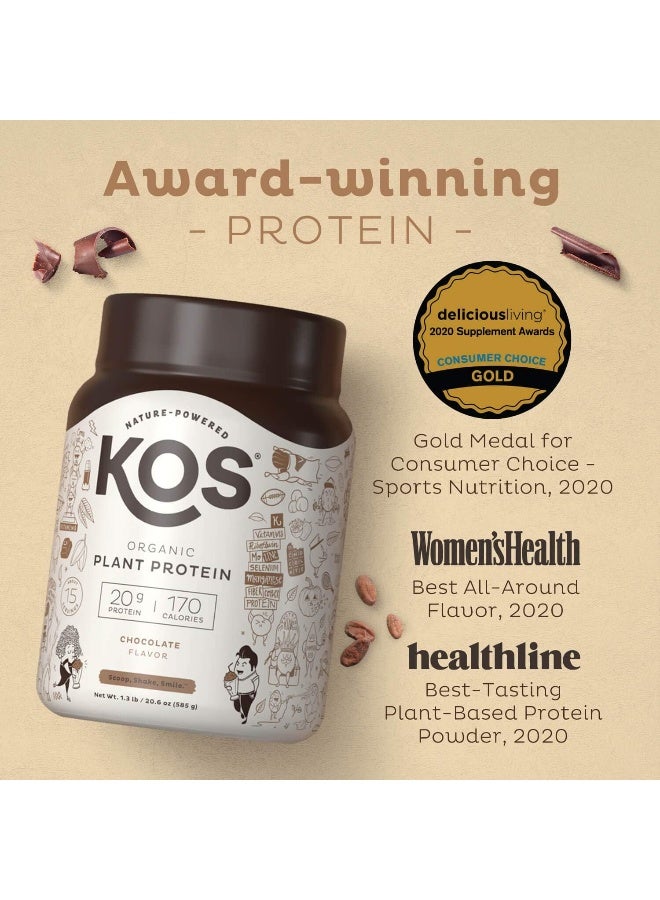 KOS Organic Plant Based Protein Powder - Delicious Chocolate - Gluten, Dairy & Soy Free Vegan Protein Powder - Ideal For Meal Replacement Shakes For Weight Loss -1.3 Pounds, 15 Servings - Image 2