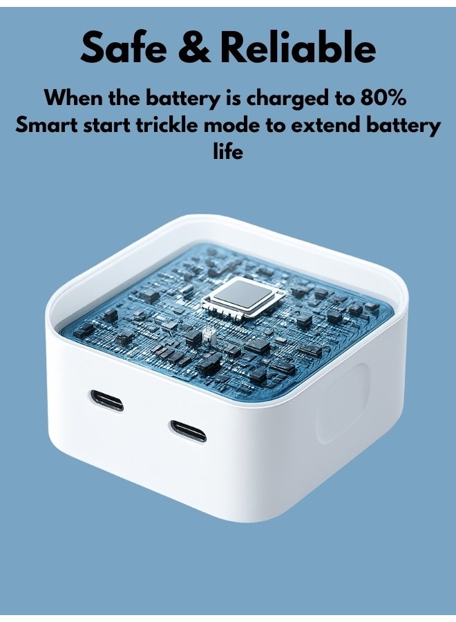 Charger 50W Dual GaN USB C Charger USB C Foldable Type-C Charger Fast Foldable Type-C iPhone Charger USB-C Wall Charger USB-C Laptop Charger Power Charger for Samsung S23, iPhone 15 series, iPad, MacBook, Steam Deck, etc. - Image 2