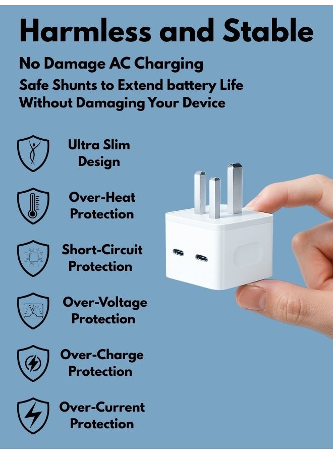 Charger 50W Dual GaN USB C Charger USB C Foldable Type-C Charger Fast Foldable Type-C iPhone Charger USB-C Wall Charger USB-C Laptop Charger Power Charger for Samsung S23, iPhone 15 series, iPad, MacBook, Steam Deck, etc. - Image 3