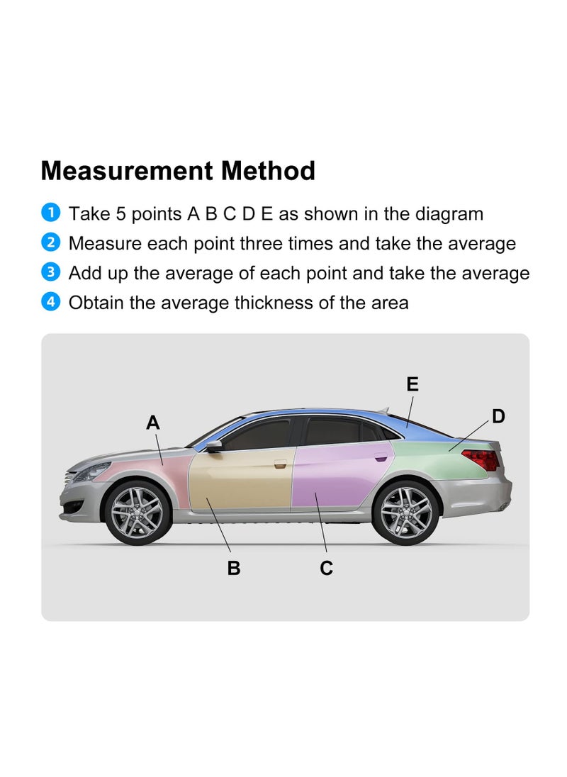 KASTWAVE - Coating Thickness Gauge with Digital LCD Display, Metal Coating Test Meter, Auto Measuring Range 0 to 2000um for Car Paint Tester, Small Size with Backlight Display - Image 1