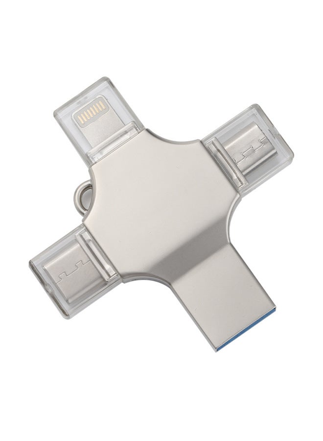 محرك أقراص فلاش USB متعدد الوظائف أربعة في واحد متوافق مع هواتف Apple المحمولة من النوع C عبر OTG USB Drive غلاف معدني USB 3.0 - السعة: 8 جيجابايت (التوصيل والتشغيل IOS13 أعلاه) - Image 5