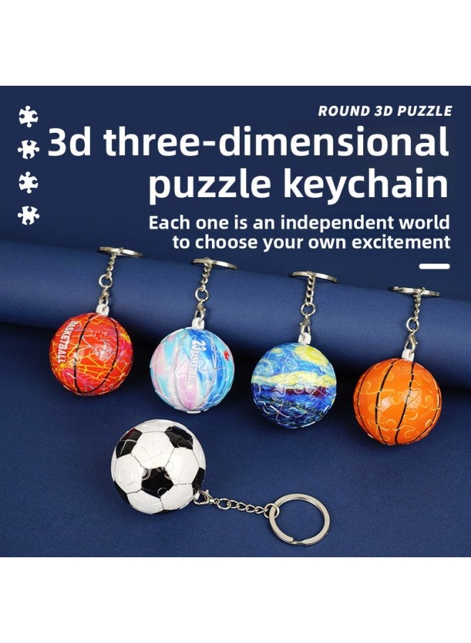 3D Spherical Puzzle Building Blocks Toy Earth Football Basketball Personalized Creative Key Chain Pendant Ornaments-Color:Graffiti Cat 3D Puzzle - Image 2