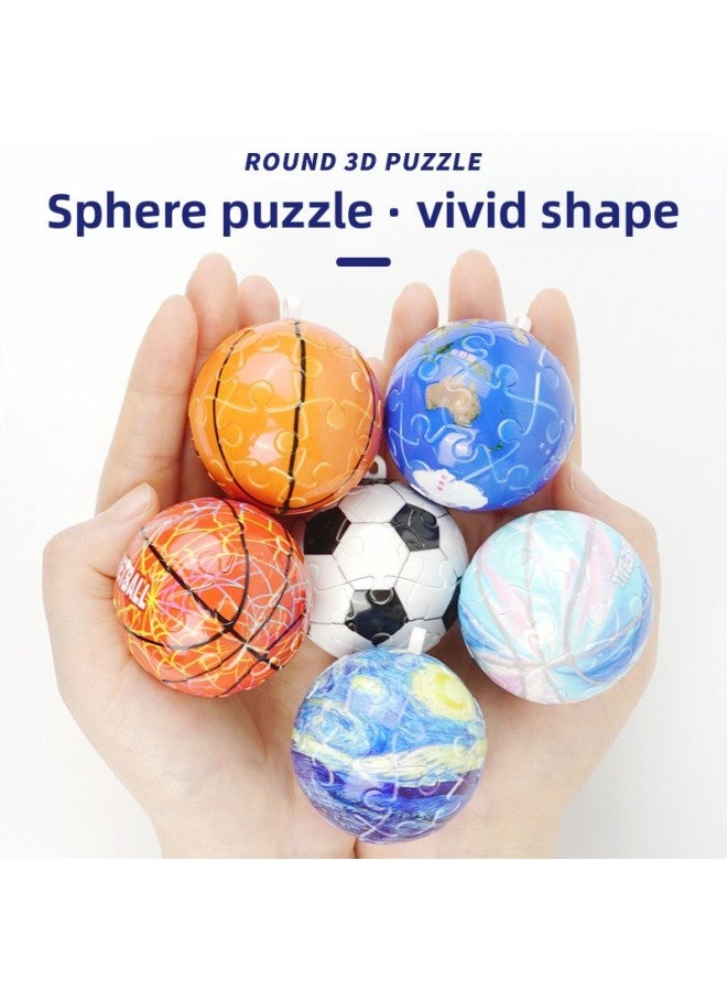3D Spherical Puzzle Building Blocks Toy Earth Football Basketball Personalized Creative Key Chain Pendant Ornaments-Color:Graffiti Cat 3D Puzzle - Image 4