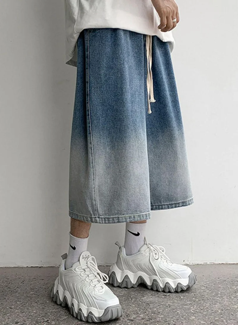 يونيكي Blue Loose Fit Below Knee Solid Shorts