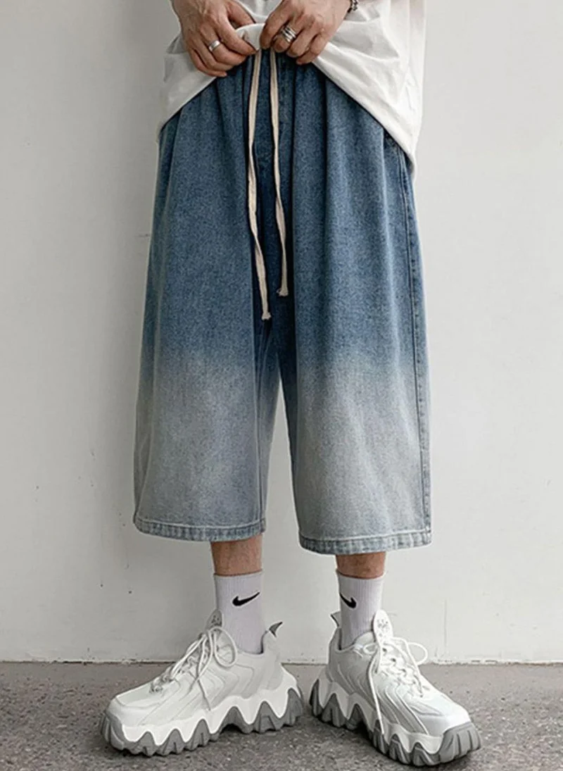 يونيكي Blue Loose Fit Below Knee Solid Shorts