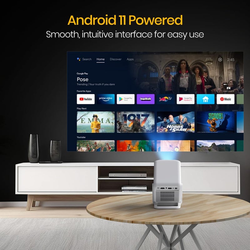 Portronics Beem 450 Smart LED Projector with 1080p Full HD Resolution, Built-in Streaming Apps (Netflix, Prime Video, Hotstar), 4000 Lumens, Screen Mirroring, 3 Watt Speaker, Bluetooth, Wi-Fi (White) - Image 2