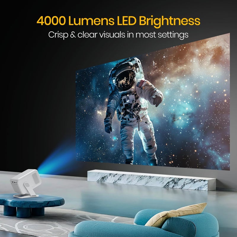 Portronics Beem 450 Smart LED Projector with 1080p Full HD Resolution, Built-in Streaming Apps (Netflix, Prime Video, Hotstar), 4000 Lumens, Screen Mirroring, 3 Watt Speaker, Bluetooth, Wi-Fi (White) - Image 4