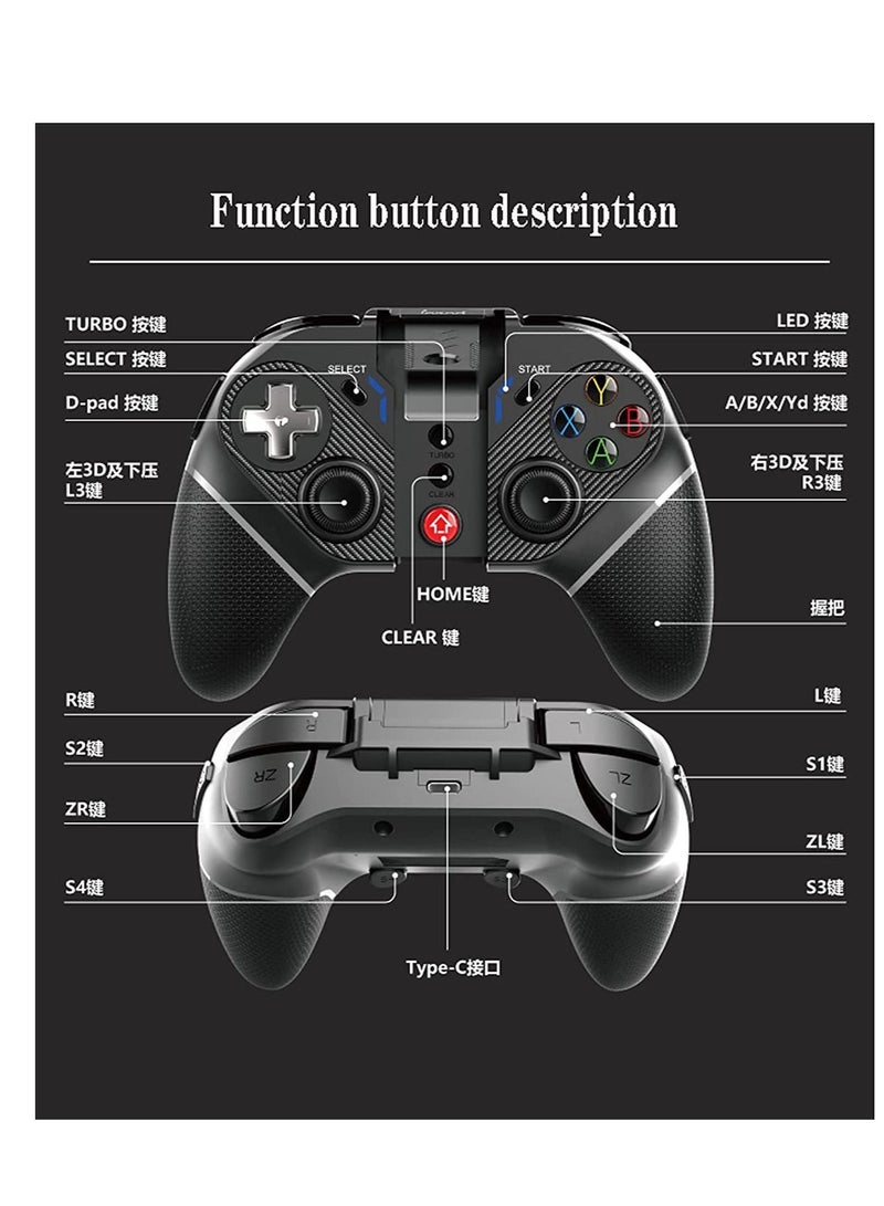 ipega PG-9220 Wireless 5.0 Mobile phone Tablet Gamepad Game Controller Joystick for Android Smartphone Tablet/PS3/ N-switch (Android 6.0 Higher System)