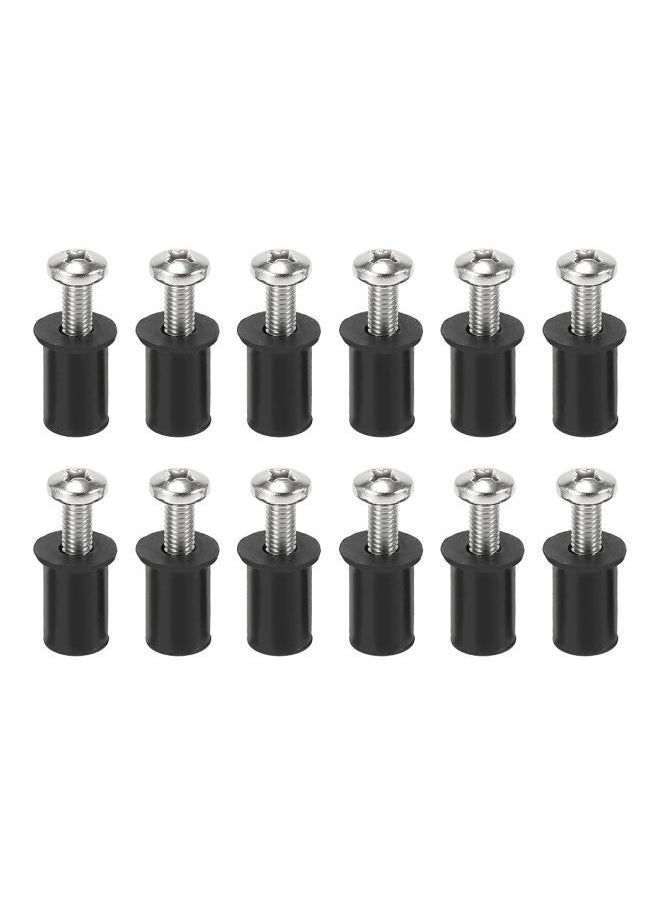 Generic 12-Piece Well Nut With Screw Set,Motorcycle Windshield Bolts u0026 Screws Kit,Motorcycle Fairing Bolt Kit,Universal Aluminum Motorcycle Parts Fits Windscreen u0026 Body  - Image 2