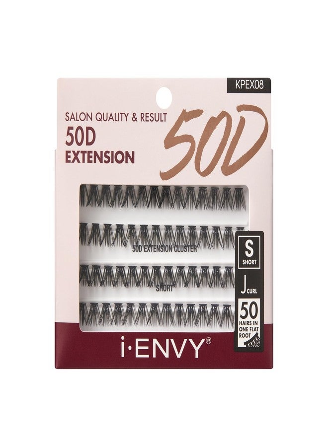iEnvy i•ENVY 50D Extension Cluster Individual Lashes, Easy to Apply, Flat Tapered-End Root, Pre-Fanned Volume Lashes, J Curl with Soft Fiber, Quick Application for Salon Quality & Result (Short-56Clusters) - Image 1