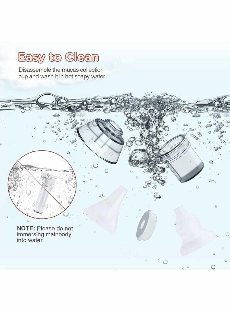 Baby Nasal Aspirator, Electric Nose Sucker for Baby, Automatic Baby Nose Cleaner with 4 Silicone Nozzles & 3 Suction Levels, Rechargeable Nose Sucker for Newborns, Toddlers, Infant (White)