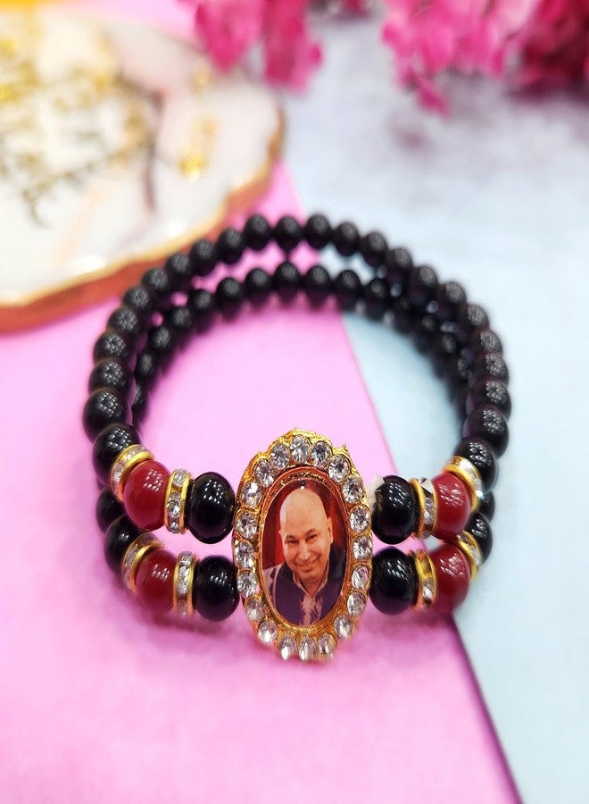 SATVIK 2 Pc Black Round Pearl Bracelet with Jai Guruji Swaroop Handmade Bracelets Jai Chhatarpur Guruji Blessing Shukrana Satsang Jai Guru Ji Maharaj Positive Vibes Wrist Band Bulk Return Gifts - Image 4