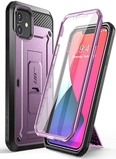 Supcase unicorn beetle pro series case for iphone 12 mini (2020 release) 5.4 inch, built-in screen protector full-body rugged holster case (violte)