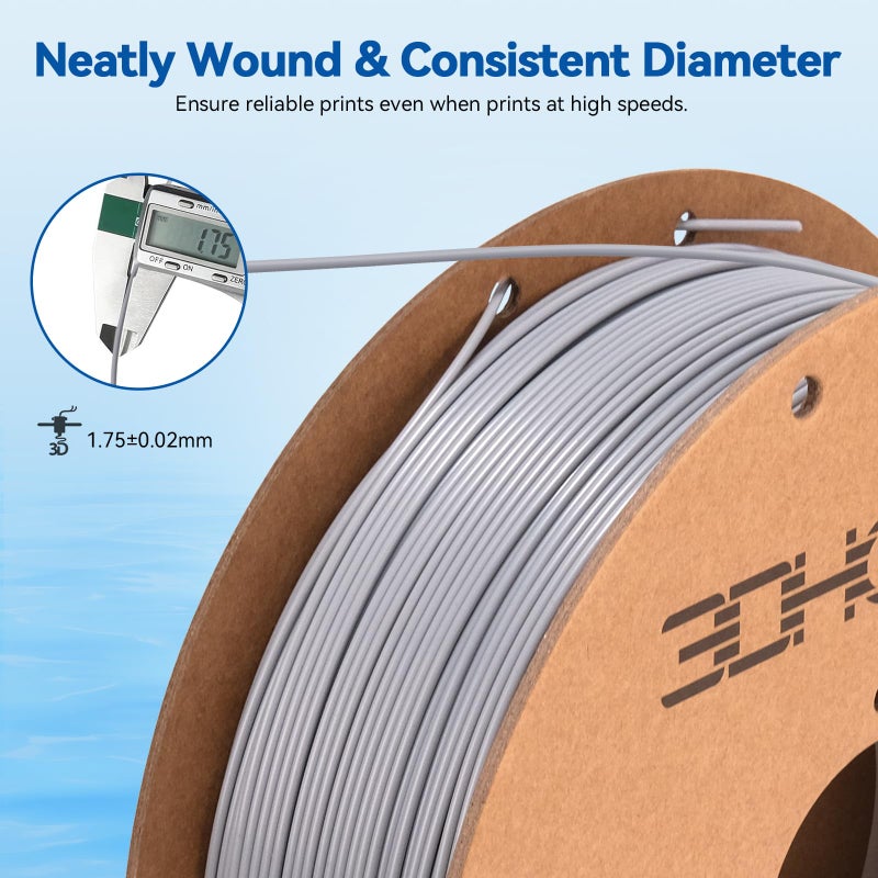 3DHoJor High Speed Printer Filament 1.75mm 1kg Cardboard Spool (2.2lbs) Rapid PLA to 5X Faster Printing Filament Dimensional Accuracy +/- 0.02 mm Fits for Most FDM 3D Printer -Gray - Image 4