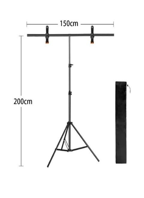 Professional Photography Photo Backdrop Stand, Adjustable Studio Photography Backdrop Stand Kit, T-Shape Background Frame Support Stand with Clamps