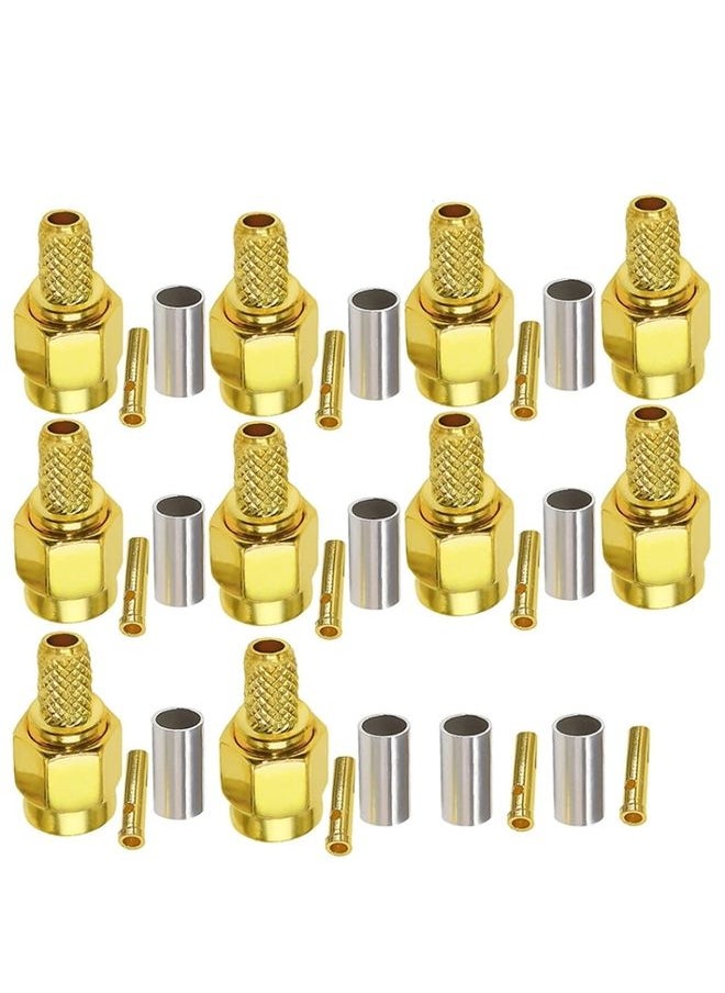 BURAQ 10pcs RP SMA Male Plug Connector Crimp For RG58 / LMR195 / RG142 / RG400  - Image 1