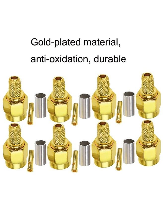 BURAQ 10pcs RP SMA Male Plug Connector Crimp For RG58 / LMR195 / RG142 / RG400  - Image 3