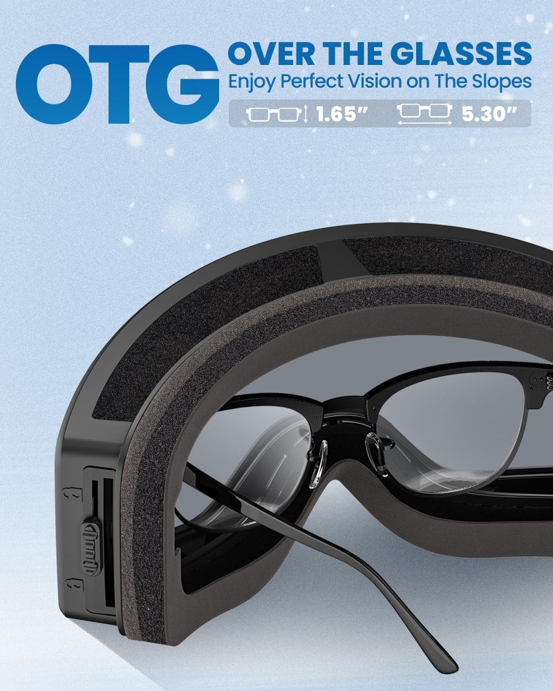 OutdoorMaster Pulse Ski Goggles, Frameless OTG Cylindrical Snow Goggles with Lock & Fit Lens Change System for Men, Women & Youth, Silver Vlt 15% - Image 5