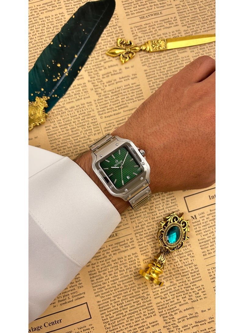 ديفوشي ساعة ديفوشي رجالية فاخرة – تصميم مربع فضي – مقاومة للماء مع ضمان سنتين - Image 1