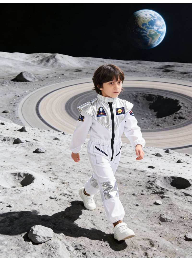 Arabest Kids Space Astronaut Costume Set with Helmet ,Halloween Astronaut Costume for Kids, Unisex Astronaut Outfit, Toddler Pilot Jumpsuit for Themed Party,Suitable for Size120-130cm - Image 3