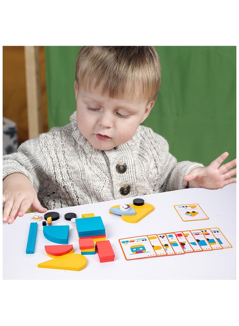 Chulovs 43PCS Children's Wooden Variety Shape Puzzle Building Blocks Educational Toys - Image 1