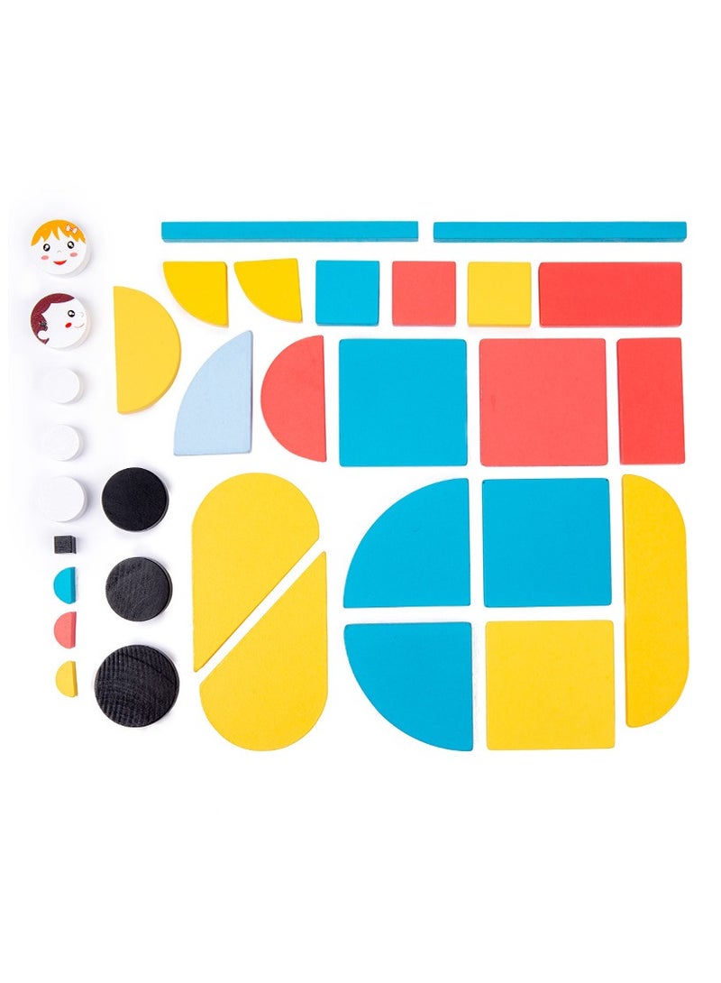 Chulovs 43PCS Children's Wooden Variety Shape Puzzle Building Blocks Educational Toys - Image 3