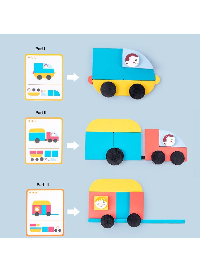 Chulovs 43PCS Children's Wooden Variety Shape Puzzle Building Blocks Educational Toys - Image 4