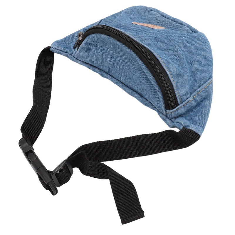 Kids Cool Waist Bag Bear Pattern Adjustable Button Small Canvas Children Cartoon Waist Bag for Key Light Blue - Image 2
