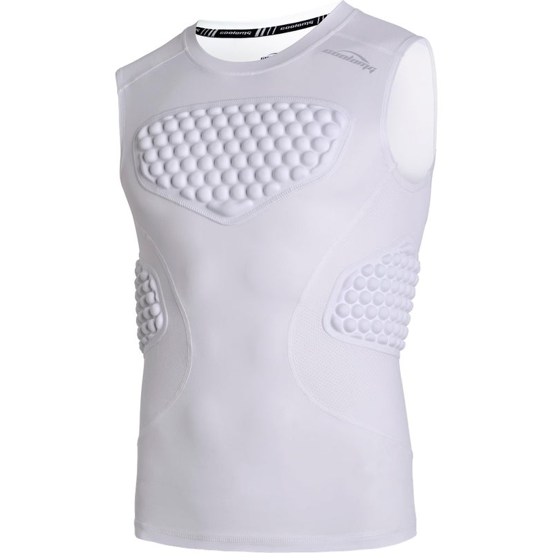 COOLOMG Youth Baseball Padded Shirt Kids Chest Protector Rib Heart Guard Sternum Protection for Football Softball Lacrosse Goalies Pure White M - Image 1
