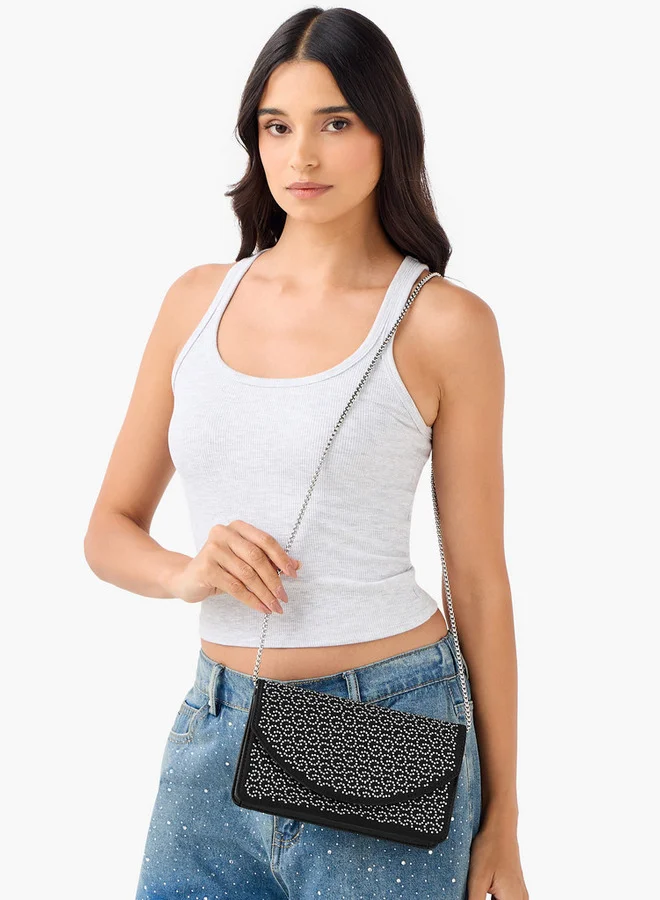 Celeste Embellished Crossbody Bag with Chain Strap