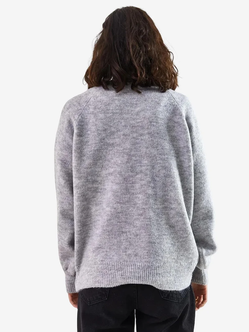 Bianco Lucci Button Collar Relaxed Fit Knit Sweater