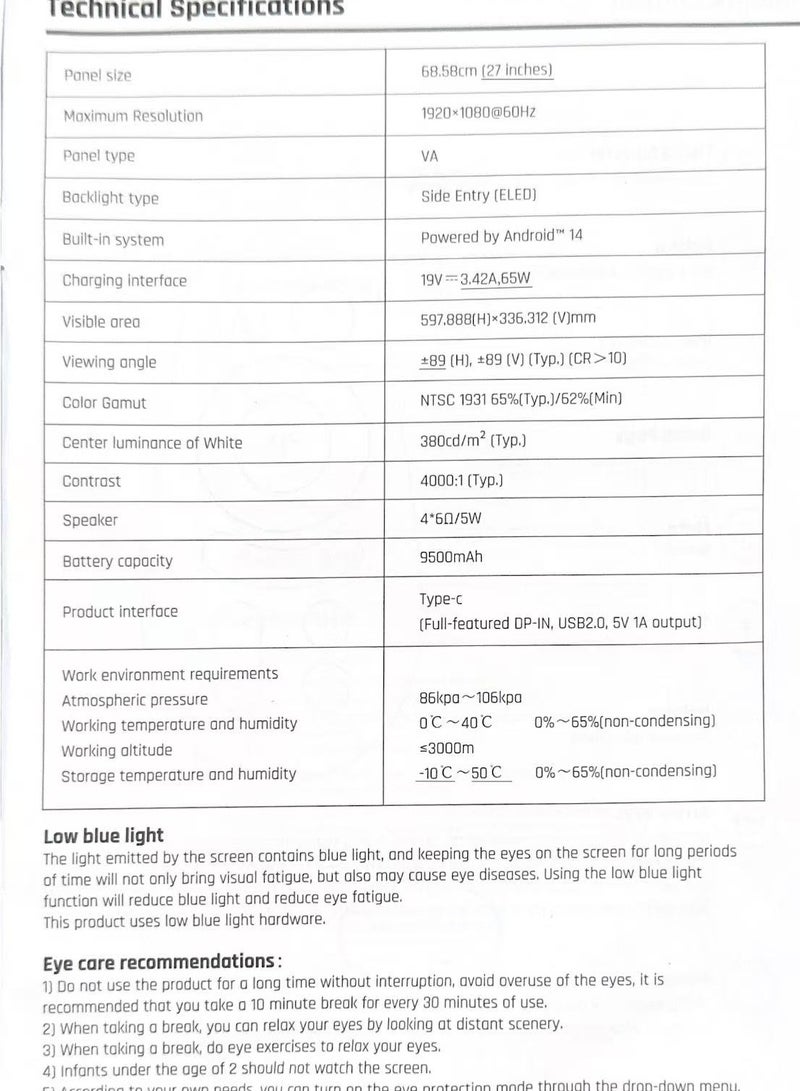 KTC Megpad A27Q7 27-Inch ,10-Point Touch + Android 14, 8GB RAM+128GB ,9500mAh Long Battery ,1080P FHD Monitor,your standby me. - Image 5