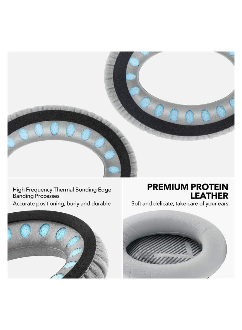 Comfortable Replacement Ear Pads for Bose QC35 QC35ii Headphones Soft Leather Noise Isolation and Extra Thickness Silver - Image 5