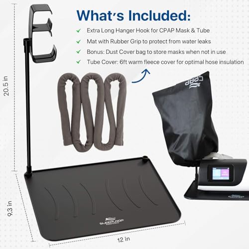 RawRock for CPAP Mask Hose Support Holder + Insulated Tubing Cover with Hanger Stand for CPAP Nightstand - for CPAP Bedside Mat Organizer with Clean Mask Dust Cover - for CPAP Accessories (Extra Tall) - Image 2