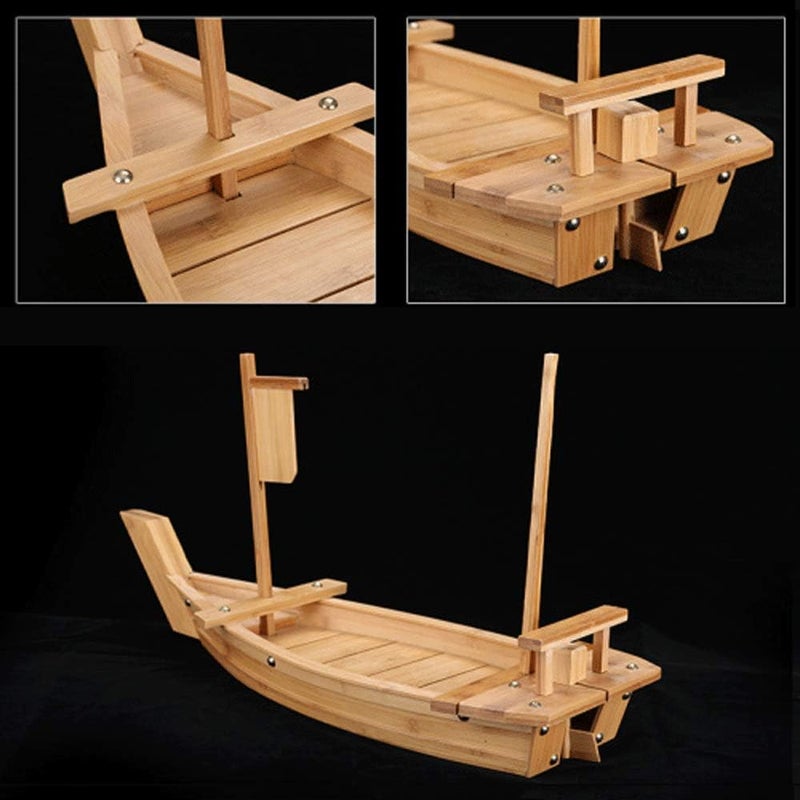 BIPEGE Wooden Sushi Boat Serving Tray, 20.5 Inch Sushi Plate for Restaurant or Home, Large Size Sushi Tray Serving Boat Plate for Restaurantware (52cm/20.5inch) - Image 3