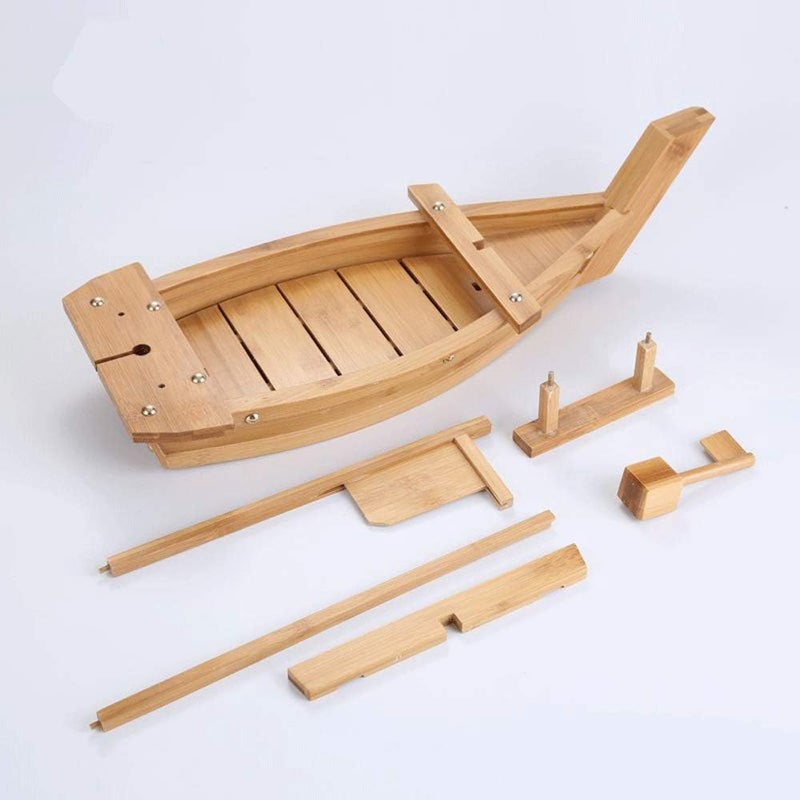 BIPEGE Wooden Sushi Boat Serving Tray, 20.5 Inch Sushi Plate for Restaurant or Home, Large Size Sushi Tray Serving Boat Plate for Restaurantware (52cm/20.5inch) - Image 2