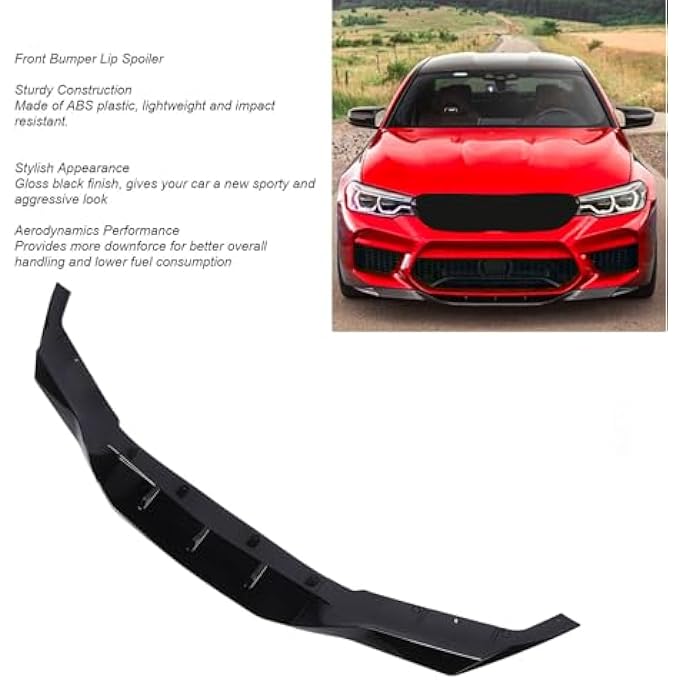 Luocute 3pcs Front Bumper Lip Splitter, Body Kit Collision Protection Bumper Lip Spoiler Diffuser for F90 M5 M5C 2018-2020, Automotive Body Parts, Gloss Black - Image 2