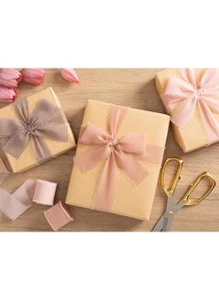 XiuWoo 3 Rolls Handmade Fringe Chiffon Silk Ribbon, Dusty Rose Ribbons Set for Wedding Invitations Bridal Bouquets Gifts Wrapping DIY Crafts, 4cm*5m  - Image 5