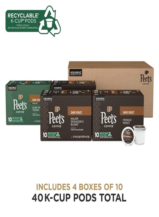 Peet's Coffee, Keurig K-Cup Pods Dark Roast Variety Pack, 100% Arabica Coffee - Major Dickason's Blend, French Roast, Organic Alma De La Tierra, House Blend, 40 Count (4 Boxes of 10 K-Cup Pods) - Image 2