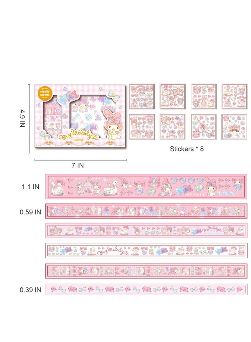 KASTWAVE Washi Tape Set, 6 Rolls + 8 PCS Kawaii Animals Gold Foil Decorative Masking Tape for Journaling, Scrapbooking, Kids DIY Crafts, Aesthetic Supplies, Planners, Bullet Journal - Image 3
