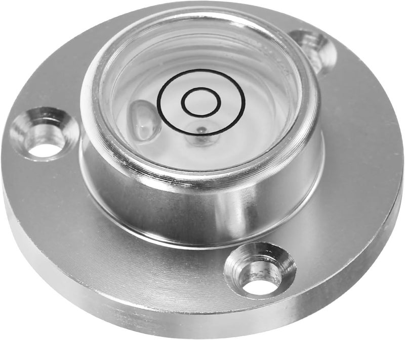 COHEALI Small Portable Bubble Level Tool with Flange, Circular Scale Spirit Level for Camper and Rv, Metal Housing 34x20x12mm, Silver Shell with White Dual Rings - Image 1