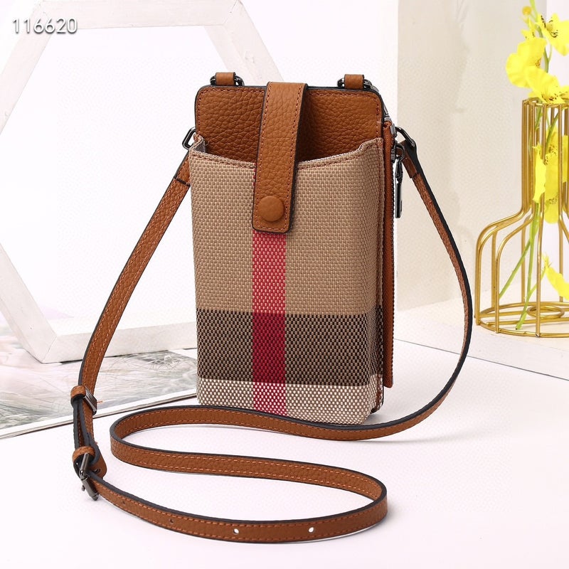 Small Bag Exquisite Canvas With Cowhide Mini Bag Women'S Contrast Color Crossbody Fashion Shoulder Mobile Phone Bag - Image 2
