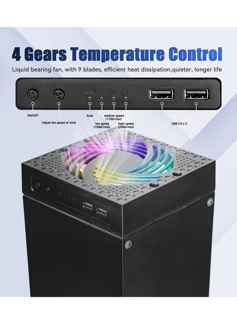 KASTWAVE Cooling Fan for Xbox Series X, Xbox Series X Cooler Cooling Fan with Auto Fan Speed Adjustable by Temperature, Controller Stand, Low Noise, RGB Light, 2 USB Ports for Charging & Data Transmission - Image 2
