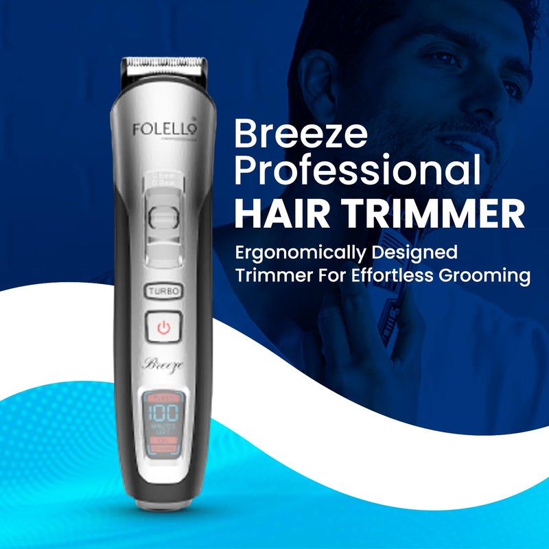 FOLELLO Men - Breeze- Professional Cordless Hair Trimmer For Professionals, Salons, And Home Use - Stainless Steel And Sharp Blade - Ergonomic Design & Comfortable Grip - Image 2