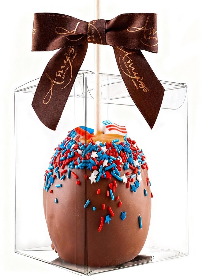 XP-ART 30 Pcs Candy Apple Boxes with Apple Sticks, Clear Caramel Apple Box Plastic Gift Cookie Makaron Cupcake Packaging for Treats, Party Favors, 4" L x 4" W x 4" H - Image 1