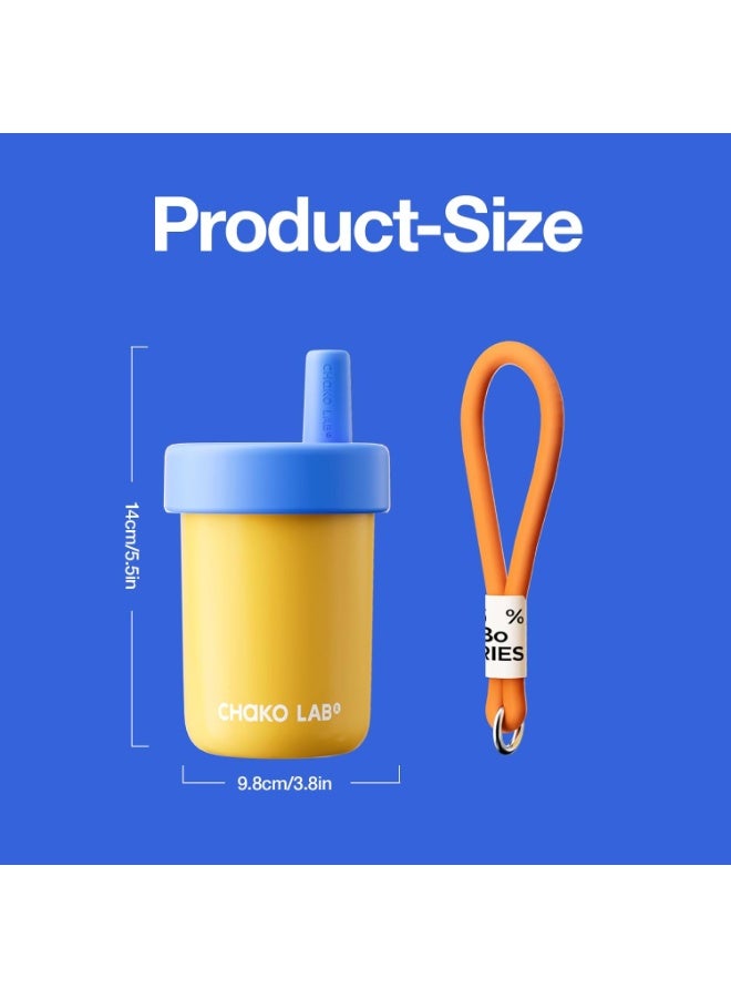 CHAKO LAB Kids Water Bottle with Carrying Rope and Straps | Vacuum Insulated Stainless Steel 16oz for School and Trvels | Two Travel Carrying Options | Duck egg yellow - Image 3