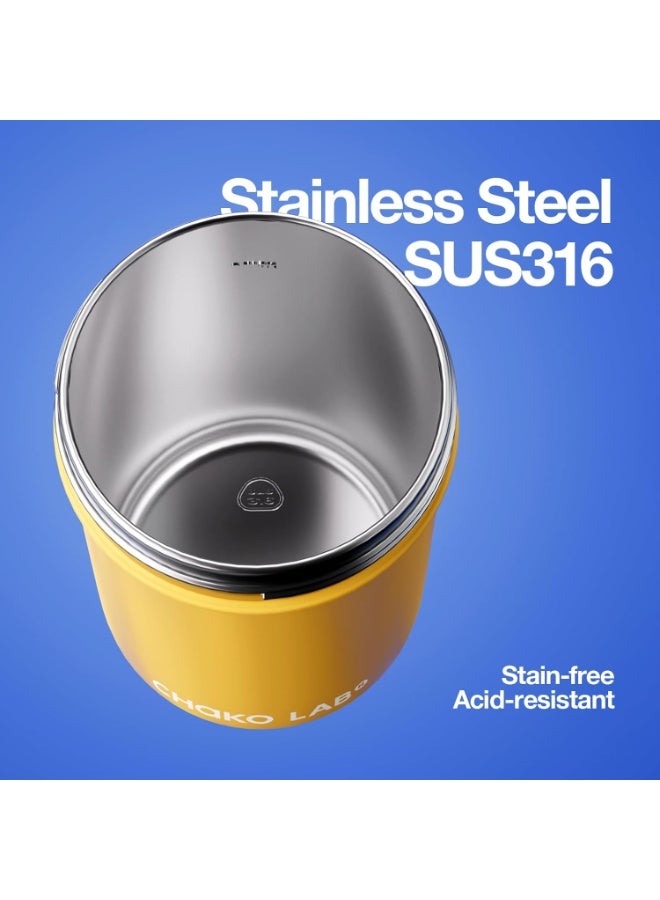 CHAKO LAB Kids Water Bottle with Carrying Rope and Straps | Vacuum Insulated Stainless Steel 16oz for School and Trvels | Two Travel Carrying Options | Duck egg yellow - Image 5