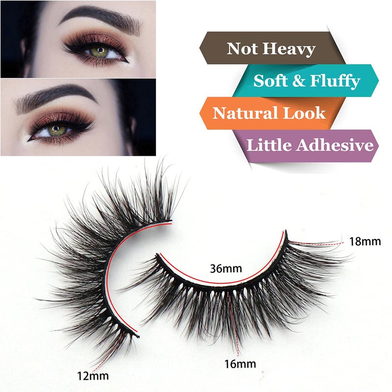 Losha Eyelashes Natural Look Faux Mink Lashes Pack Handmade Fluffy False Eyelashes 14 Pairs Cat Eye Lashes (54) - Image 4