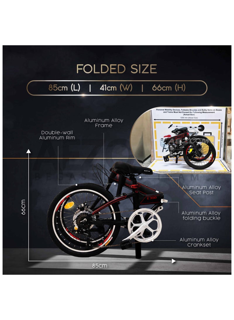 BATTLE 20 Inch Lightweight Folding Bike Free Rear Rack With Straps - Foldable Bicycle For Men & Ladies & Kids (Grey) - Image 2